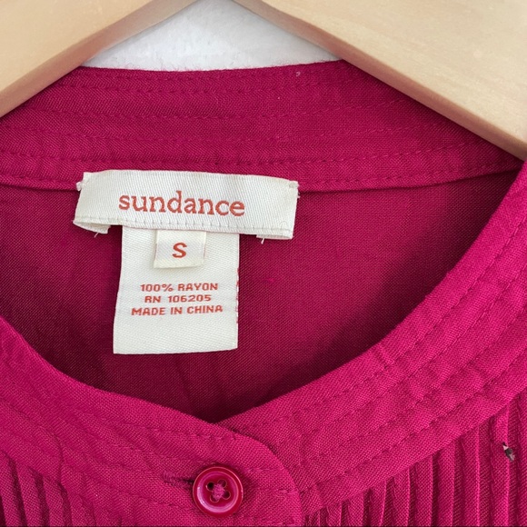 Sundance Deep Pink Long Sleeve Flowy 100% Rayon Top - Picture 3 of 6